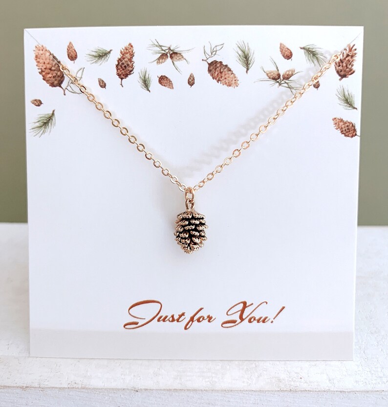 Gold Pine Cone Necklace: Autumn Jewelry Gift image 3