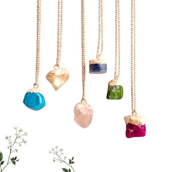 Raw birthstone necklace Gemstone necklaces: Birthstone Jewelry gift