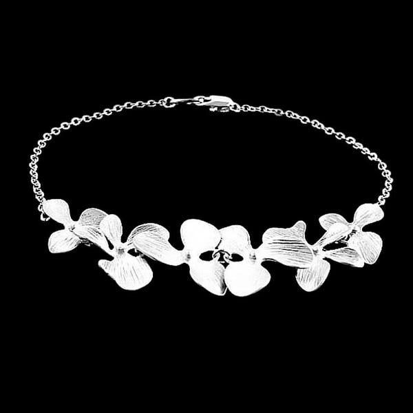 Orchidee Blumen Armband: Floral Statement Halskette, Rose Gold Ohrringe, Hochzeitsschmuck