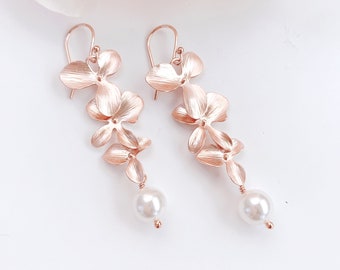 Collana con fiore di orchidea e perle - Perle Swarovski