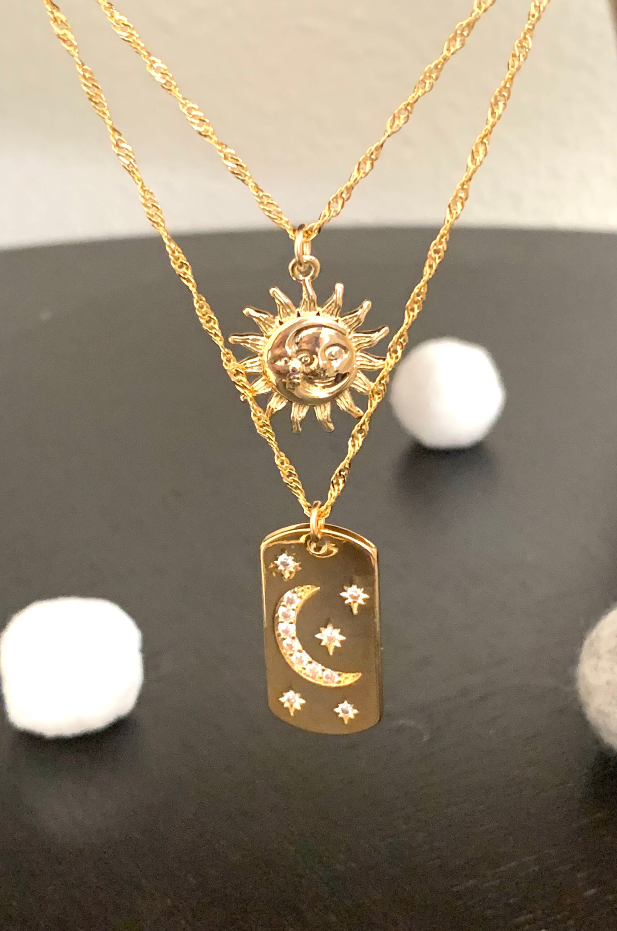 Sun Moon Necklace 14K Gold Plated Sun Moon Pendant Celestial Necklace  Celestial Pendant 925 Silver Gift for Her - Etsy