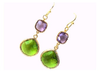 Orecchini A Borchie Luckyshine Con Granato, Peridoto, Ametista – Placcati Oro E Argento