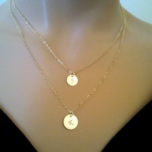 14K Gold Filled Initial Necklace: Personalized Disc Pendant