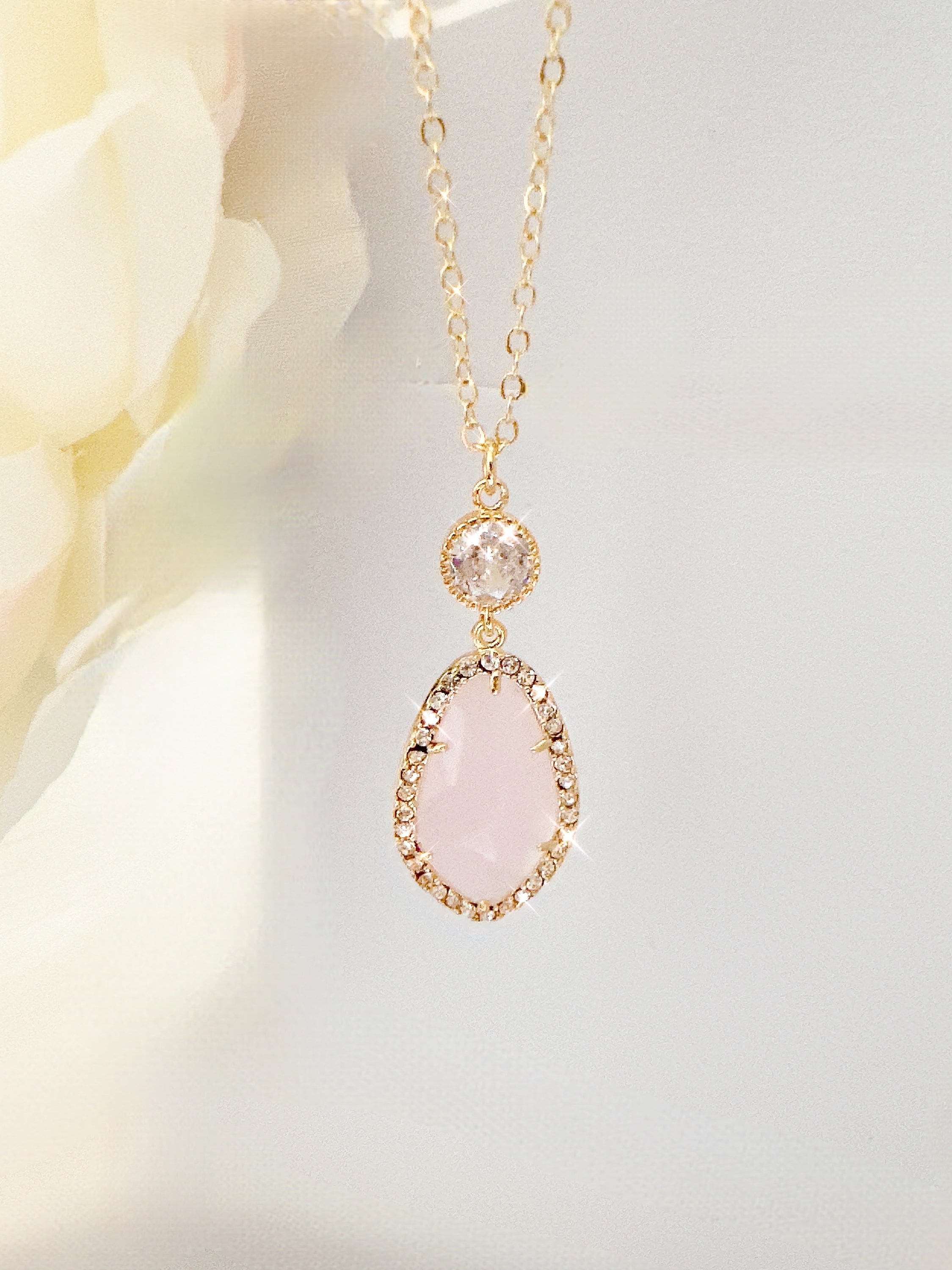 Blush Pink Choker Necklace & Earring Set Elegant Jewelry for Women main image 1