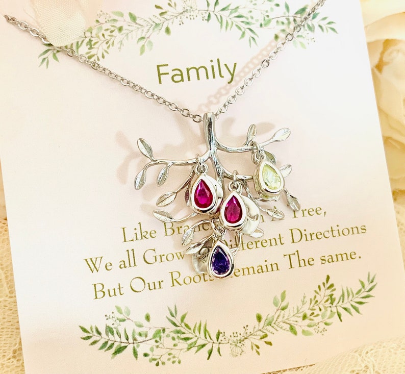 Family Charm Necklace, Custom Birthstone Initial Necklace, Unique Gift for New Mom, mom necklace with kids initials, Stamped Mom Necklace image 4