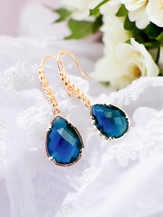 Bohemia Orecchini A Goccia Cristallo Blu Zaffiro | Donne E Ragazze | Gioielli Da Sposa