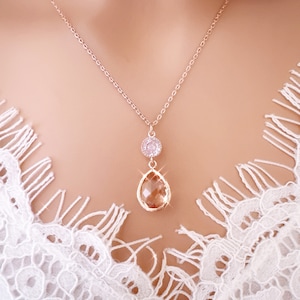 Champagne Crystal Bridal Necklace: Bridesmaid Jewelry