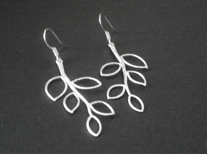 bridesmaid gifts,Wedding jewelry Dangle Two Leaves Earrings,Drop