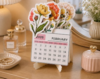 2026 Floral Calendar Printable Set: Watercolor Flower Cutouts (Digital Download)