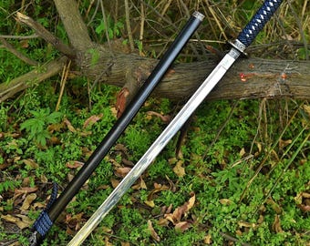 J2 Steel Katana Sword | Full Tang Samurai Sword with Scabbard, Hand-Wrapped Handle, Cosplay Display