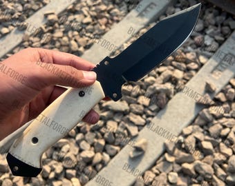 Handmade Tracker Knife – 10" High Carbon Steel, Real Bone Handle Survival Tool
