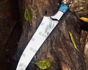 Handmade 13" Fillet Knife, J2 Steel, Genuine Stag Bone Handle, Leather Sheath