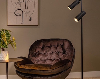 Lucide CLUBS - Vloerlamp - 2xGU10 - Zwart