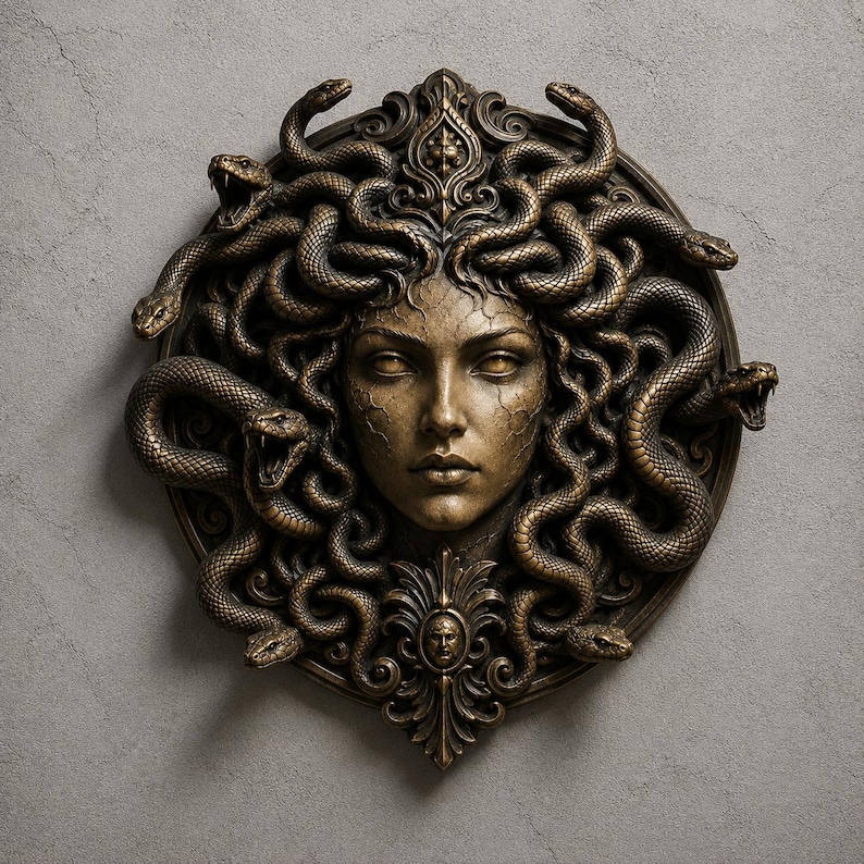 Medusa STL file for CNC,greek mythology 3D relief