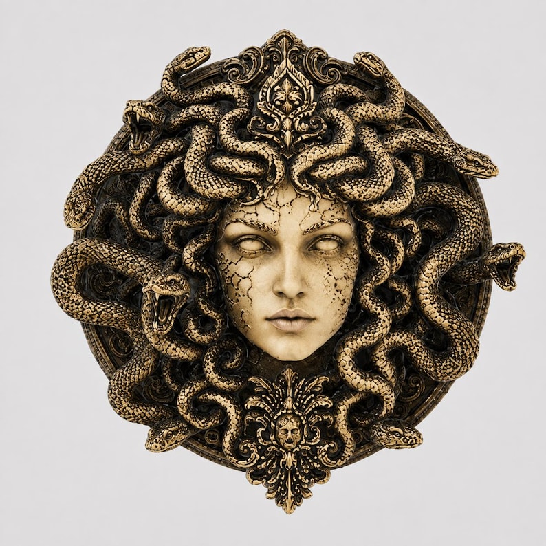 Medusa STL file for CNC,greek mythology 3D relief