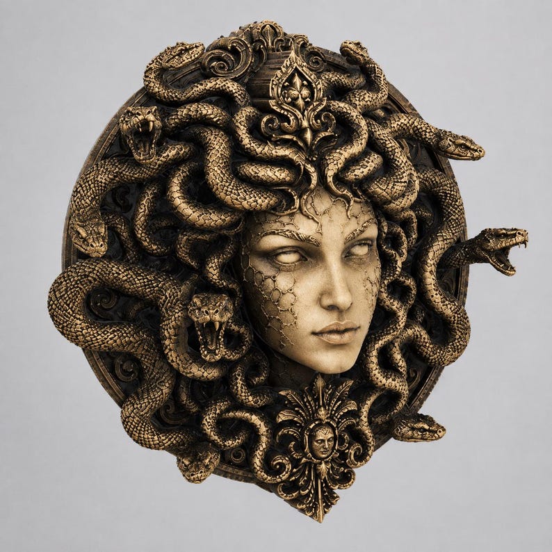 Medusa STL file for CNC,greek mythology 3D relief