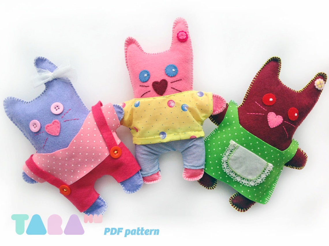 DIY Felt Pattern Cat With Clothes, Fabric Cat Toy, Maxi Taracat