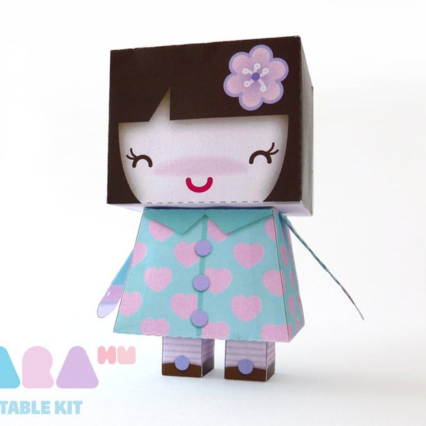 DIY Printable Cutout Doll, DIY Paper Doll, Kawaii Printable Doll, Green Doll TaraDoll, Instant Download Paper Doll, Educational Toy, Art Toy