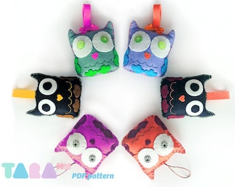 DIY feutre motif hibou, hibou en tissu, patron de couture PDF, téléchargement immédiat Taraowl, tutoriel animaux en feutre, motif animal, motif de jouet à coudre hibou
