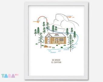 Yosemite El Capitan Printable Wall Art, Illustration Poster, Home Decoration, Digital Print, Children Room Decoration, Instant Download