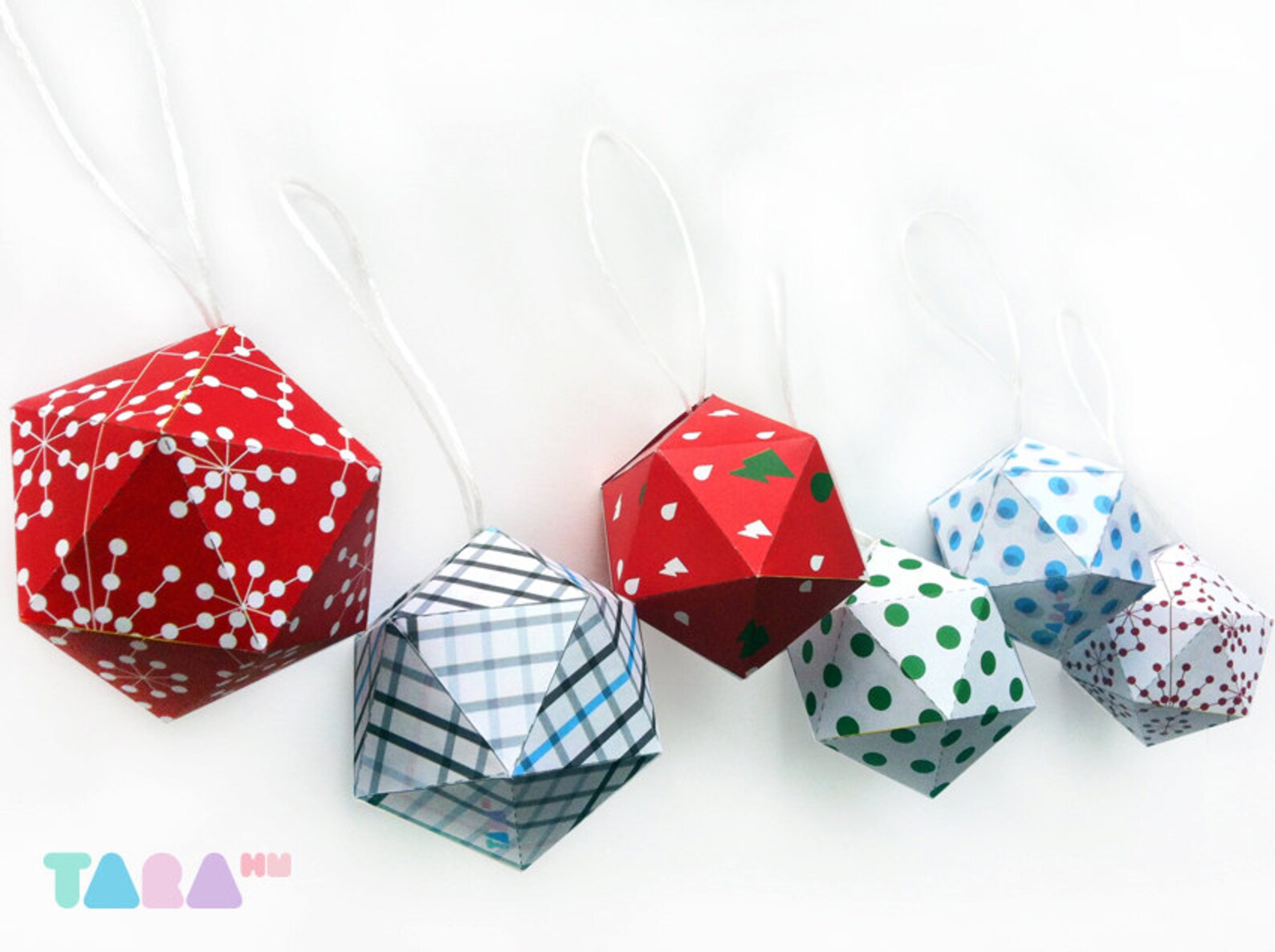 DIY Christmas Balls, Set of 6 Printable Cutout, Printable Christmas ...