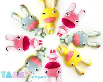 Felt Easter Bunny Pattern, DIY Felt Rabbit Toy, Fabric Rabbit Toy, Instant Download Pdf, TaraRabbit DIY PDF Sewing Pattern, Felt Animal