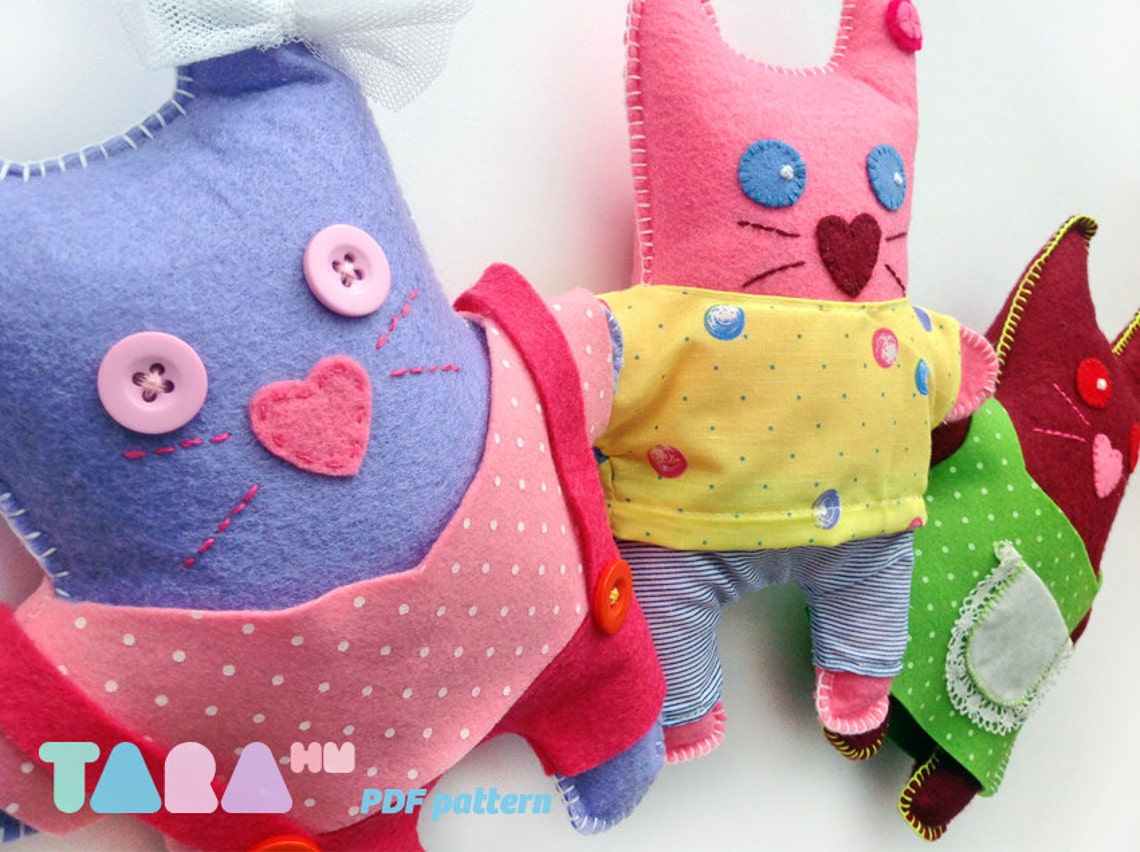 DIY Felt Pattern Cat With Clothes, Fabric Cat Toy, Maxi Taracat