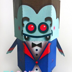 DIY Paper Toys Monsters, Set of 4 Printable Monsters, TaraMonsters, DIY Paper Toy, Art Toy, Vampire, Frankenstein, Pumpkin, Mummy, Halloween image 3