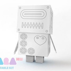 Robot recortable para imprimir en casa, juguete de papel para pintar en casa, robot imprimible, robot en blanco, robot de descarga instantánea, juguete educativo, juguete didáctico