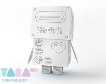 DIY Printable Cutout Robot, DIY Paper Toy to Paint, Printable Robot, Blank Robot, Instant Download Robot, Educational Toy, Didactic Toy