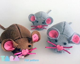 DIY Felt Pattern Mouse, Fabric Mouse Toy, Instant Download TaraMouse, PDF Sewing Pattern, Tutorial, Toy for Cats, Cat Catnip Toy, Pincushion