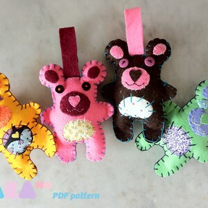 DIY Felt Pattern Bear With Patches Fabric Bear Tarabeartoy - Etsy