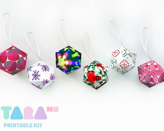 DIY Christmas Balls, Set of 6 Printable Christmas Ornament, DIY Paper Toy, Acid TaraBalls, Educational Toy, Instant Download, Tree Decor
