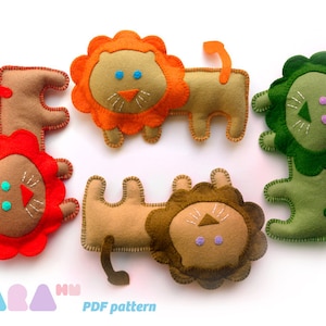 DIY Felt Lion, Fabric Lion, PDF Sewing Pattern, Instant Download TaraLion, Felt Animal Tutorial, Animal Pattern, Lion Sewing Toy Pattern