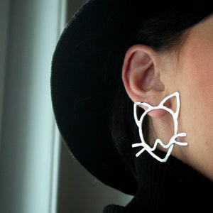 Cat Earrings, Sterling Silver Cat Jewelry