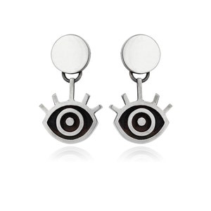 Eye Earrings, Sterling Silver Evil Eye Jewelry