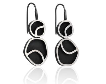 Geometric Dangle Earrings, Sterling Silver Contemporary Jewelry