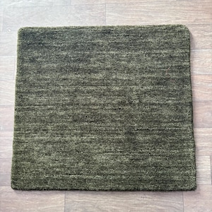 Handwoven Wool Rug, Algae Green, Plush Texture, Custom Sizes