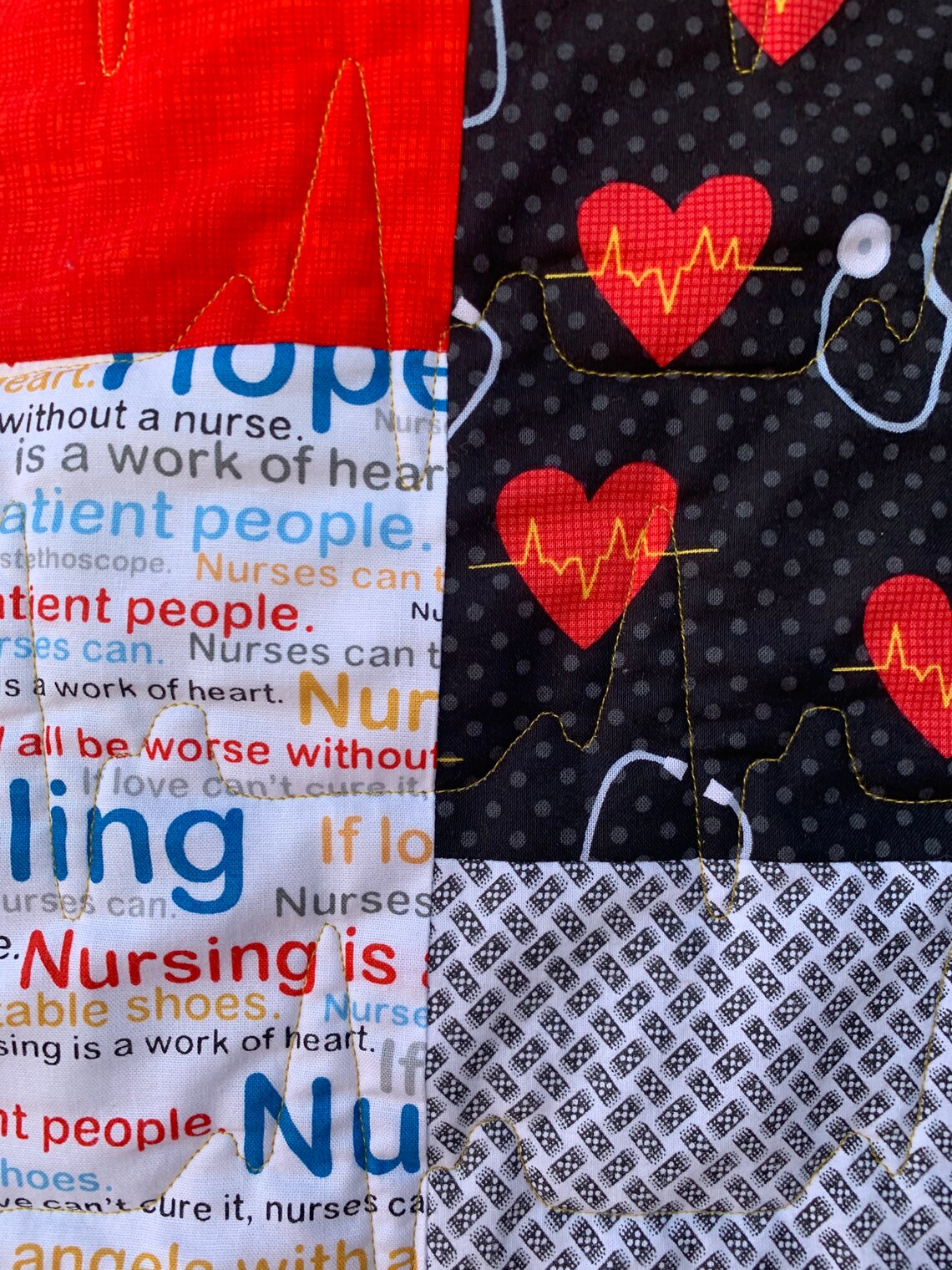 Nurses Lap Quilt Nurse themed coordinating Fabric 62 x 78 Etsy
