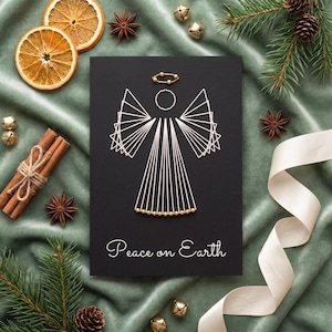 Christmas Angel String Art Card Pattern, Paper Embroidery Template ...