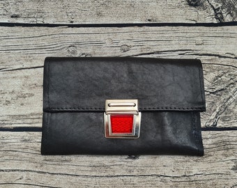 Ledergeldbeutel / Clutch "Peter" XL in schwarz