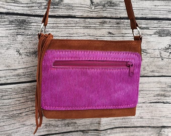 Cowhide bag "Minni" the little one with charm made of suede and cowhide