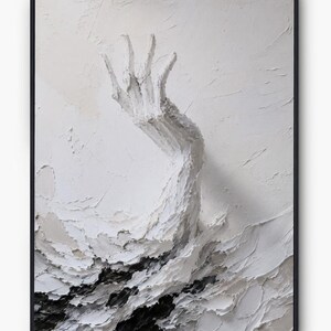Reikende Hand Kunst | Textuur Golf Sculptuur Patch | Opstekende Hand Reliëf Kunst | Minimalistische Muurkunst