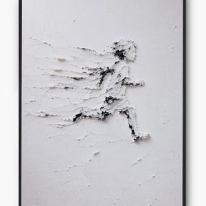 Running Child Art | Textured Motion Sculpture | Figure In Motion Patch | Minimalist Wall Art