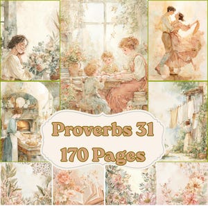 Proverbs 31 Junk Journal Kit, Christian Watercolor Printables, Vintage Floral Ephemera (Digital Download)