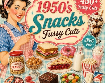Aperitivos de los años 50 con cortes originales / Recuerdos de comida de cafetería retro (Descarga digital)