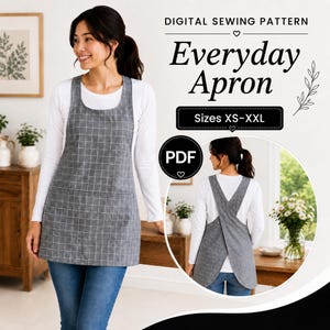 Cross-Back Apron Sewing Pattern PDF, Japanese Pinafore Apron Tutorial, Beginner Friendly Apron Pattern, Apron Sewing Pattern,  A4/A0 pattern