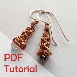 Chainmaille Drop Earrings Tutorial, Chain Mail Jewelry Tutorial, Instant PDF Download