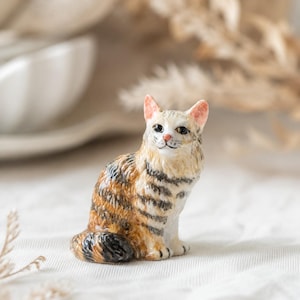 Mini Ceramic Cat Figurine Hand Painted Tiny Porcelain Cat Statue Kawaii Cat Decor Cat Lover Gift Desk Shelf Home Miniature Animal Ornament