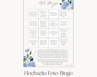Fotobingo Hochzeit Deutsch (Canva Vorlage), Hochzeitsspiel für Gäste zum Ausdrucken, Sofort Download, A4